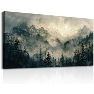 FUHAIHUA Canvas Wall Art For Living Room Large Wall Decor For Office Modern Bedroom Decorations Forest Fog Landscape Pictures Farmhouse Painting Artwork Wall Mural Aesthetic Home Decor 30x60 In (60L" x 30W")