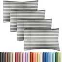 Queen Size Pillowcases Set of 4, Hotel Quality Ultra Soft Comfortable Pillowcases for Women, Men, Kids & Teens, Wrinkle Free, Machine Washable - Grey Stripes
