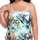 Ocean Blues Women's Black Plus Size Bandeau Tankini Top Strapless Blouson Tankini Bathing Suit Top Loose Fit Swimsuit Size Large