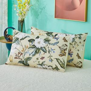 WINLIFE 100% Cotton Pillowcases Green Leaf Pattern Printed Pillow Cases Queen Size Pillow Cover Set of 2 (Queen 20x30'', Farmhouse Leaves)