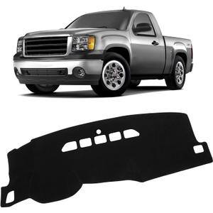 KUST Black Dash Cover for 2007-13 Chevy Silverado 1500 2500HD 3500HD & GMC Sierra 1500 2500HD 3500HD & Avalanche, 2007-14 GMC Yukon XL/Chevrolet Tahoe/Suburban (Only Fit Two Glove Box Dashboard)