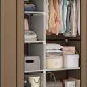 Calmootey Portable Closet Organizers, Clothing Storage, Wardrobe with 6 Shelves and Hanging Rod, Non-Woven Fabric Cover with 4 Side Pockets, Brown