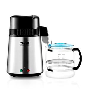 VEVOR Water Distiller, 4L/1.1 Gallon Pure Water Purifier Filter for Home Countertop, 750W Distilled Water Maker, Stainless Steel Interior Distiller Water Making Machine to Make Clean Water, Silver