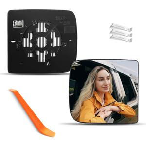 Upper Passenger Heated Mirror Glass Replacement for 2009-2018 Dodge Ram 1500 2500 3500, Right Exterior Side Flat Mirror with 3 Holders, 68067729AA