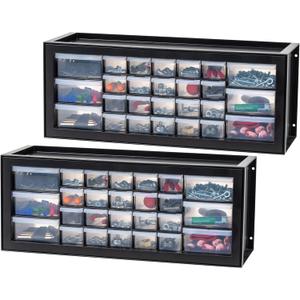 IRIS USA Plastic Drawer Storage Organizer, 2-Pack, 26-Drawer Teacher Toolbox Bead Small Parts Organizer Cabinet for Hardware Crafts Nuts Bolts Tools Sticker Business Scrapbook Art Hobby Garage - Black