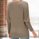 Women's Off Shoulder Tops Casual Loose Batwing Sleeve Shirts Tunic Fashion Boat Neck Pullover Sweaters (Brown, S)