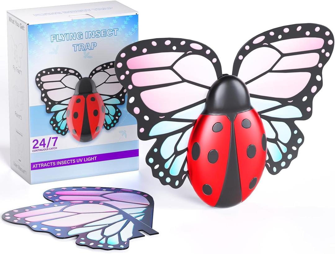 Flying Insect Trap Indoor, Light Fly Trap Captures Flies, Fruit Flies, Gnats, Moths, Mosquito and Other Flying Houseflies(1 Plug-in Device + 3 Pair Refills) Flying Insect Trap Indoor, Light Fly Trap Captures Flies, Fruit Flies, Gnats, Moths, Mosquito and Other Flying Houseflies(1 Plug-in Device + 3 Pair Refills)