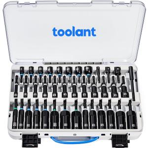 toolant Impact Magnetic Nut Driver Set, 38pcs Impact Driver Bit Set, Deep Nut Driver Set, Impact Socket Adapters, Wing Nut Driver, Bit Extension, 1/4'' Quick Change