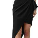 BTFBM One Shoulder Cocktail Dresses for Women 2026 Elegant Summer Ruffle Sleeve Wrap Ruched Formal Wedding Guest Dress M