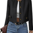 Cicy Bell Womens Cropped Tweed Blazer Collarless Button Down Bomber Jacket Business Casual Fall Outfits S