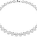 Silver Tone Clear Heart Rhinestone Tennis Necklace & Bracelet Set - Fashion Jewelry