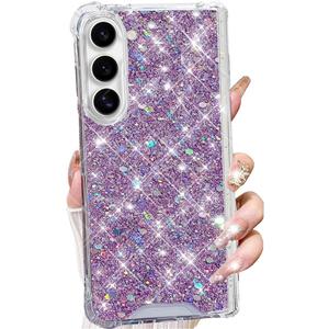 for Samsung Galaxy Z Fold 7 Glitter Case, Cute Bling Sparkle Shiny Sequin Stars Four Corner Soft TPU Silicone Shockproof Women Girls Slim Protective Phone Case for Galaxy Z Fold 7 5G (Purple)