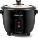 Elite Gourmet Electric Rice Cooker with Steam Tray and Non-Stick Inner Pot Makes Soups, Stews, Grains, Cereals, Keep Warm Feature, 6 Cups Cooked (3 Cups Uncooked), Black