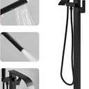 RUMOSE Tub Filler Freestanding Bathtub Faucet Matte Black Floor Mount Tub Faucet Waterfall Free Standing Bathtub Filler High Flow Brass Bath Shower Faucets with Handheld Sprayer