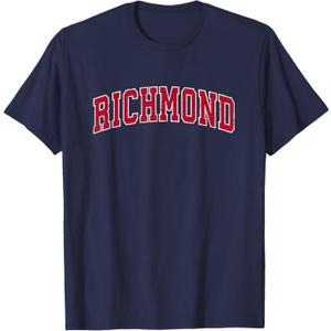 Richmond Virginia VA Vintage Sports Design Red Design T-Shirt Navy Blue, Size L