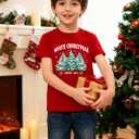 Christmas Shirts Boys Girls Christmas Tree T Shirt Toddler Christmas Graphic Tees Holiday Short Sleeve Tops (Red2)