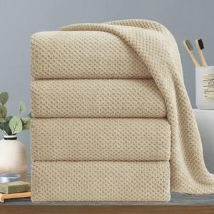 Extra Large Bath Towels Set 35x70 Inches - Beige Luxury 600 GSM Oversized Bath Sheet Towel,Ultra Soft Microfiber - Quick Dry,Highly Absorbent Shower Towels Spa Hotel Bathroom Towel Set (4-Pack)