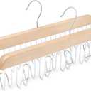 Amazon Basics Wooden Belt Hanger Closet Organizer, Multifunctional, Smooth Finish, Natural, 2-Pack