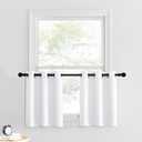 NICETOWN Pure White Bathroom Curtains for Small Windows, Farmhouse Style Thermal Insulated Short Curtains for Living Room, Small Window Tiers for Bedroom Decor (34x24 Inch, 2 Panels)
