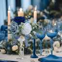 Marriwise Set of 6 Navy Blue Assorted Wedding Flower Centerpieces Pre-Made Mini Bridesmaid Bouquets Artificial Floral Rose Table Decor for Outdoor Beach Wedding Decorations Shower Home Decor