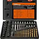 THINKWORK Broken Bolt Extractor Kit, 54 Pieces Easy Out Screw Extractor Set, Lug Nut Removal Tool with Left Hand Drill Bit Set for Removing Damaged, Frozen, Rusted, Rounded-Off Bolts, Nuts & Screws