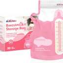 Breastmilk Storage Bags(50 Count)8oz Milk Storage Bags for BreastfeedingBPA Free with Easy Pour Spout, Self Standing, for Refrigeration and Freezing Red