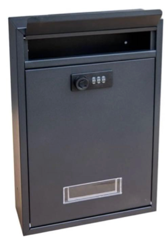 Wall-mounted mailbox with dial lock and PIN code for entryway