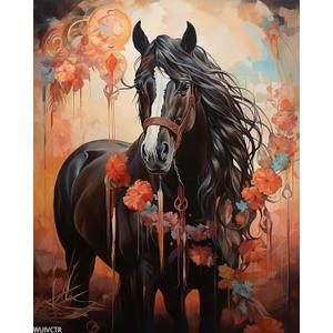WUIVCTR Paint by Numbers Horse for Adults, Acrylic Oil Painting by Numbers Kits for Beginner with Brushes Paintwork Art Canvas for Home Decor 40x50 cm