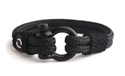 Mens Rope Bracelet - Stainless Steel Black Shackle, Extremely Durable and Scratch Resistant Waterproof Paracord, Handmade, Nautical Wristband for Men B-3-7.75