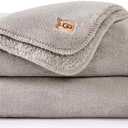 UGG Whitecap Fleece Throw Blanket, Soft Fluffy Blankets for Couch or Bed, Home Decor, Luxury Plush Throw, Machine Washable, 50-inch x 70-inch, Light Grey Seal
