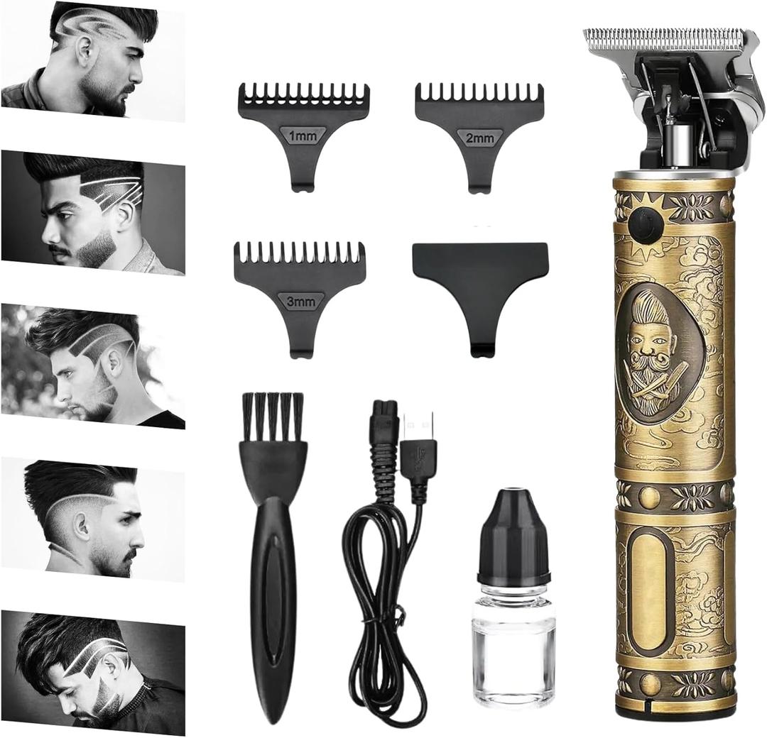 Hair Clippers for Men Professional Kit - Portable Cordless Clippers for Men w/ 7hrs Run Time - Ideal Mens Grooming Kit w/Low Noise Function - Rechargeable Beard Trimmer & Haircut Machine (Bronze)