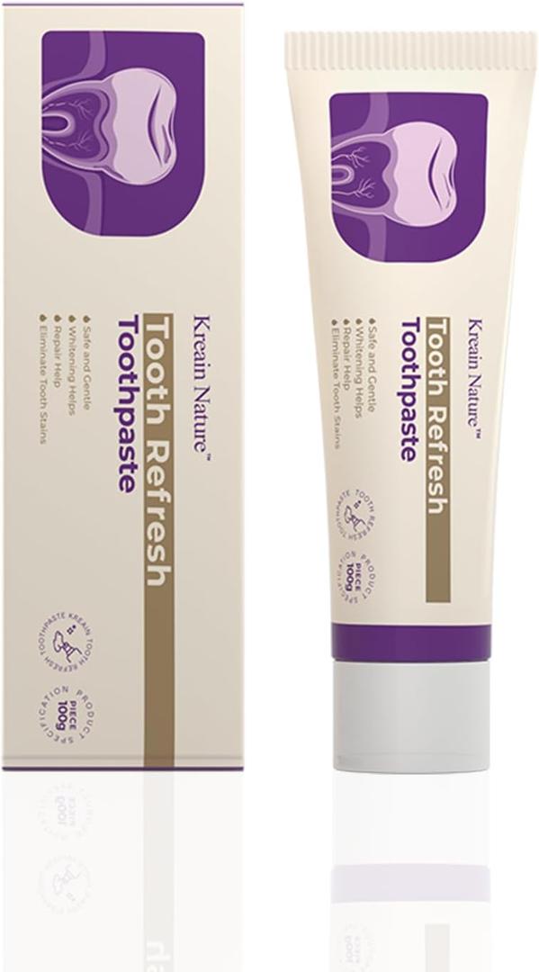 Tooth Refresh Toothpaste, Whitening Toothpaste with Fresh Breath Formula, Natural Oral Care & Enamel Repair, Helps Remove Coffee, Tea & Wine Stains, Mon & Dad Gifts, 3.5 Oz Tube, 1 Pack
