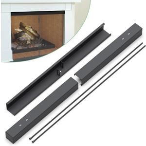 Adjustable Fireplace Curtain Rod and Valance Kit, Fireplace Curtain Rod Kit for Fireplace Mesh Screen Curtain, Easy Installation,Black