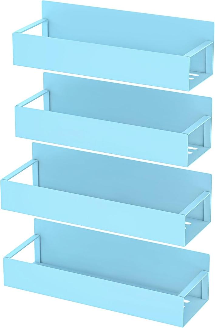 4 Pack Magnetic Spice Storage Rack Organizer for Refrigerator and Oven, Blue Fridge Organizers and Storage