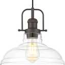 FEMILA Pendant Lights for Kitchen Island, 11" Farmhouse Hanging Light Fixture with Adjustable Height, Clear Glass Shade, Oil Rubbed Bronze, Vintage Pendant Lighting, 4FY09-MP ORB