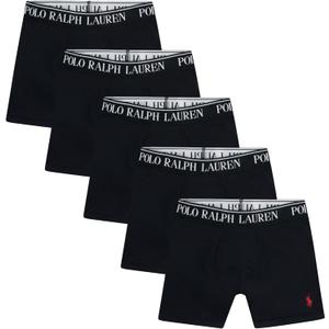 POLO RALPH LAUREN boys 5-pack Boxer Briefs (Medium, Black)