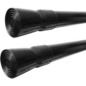 WindBreath Tension Shower Curtain Rod 41-77 Inch Pack of 2, 1.2” End Cap (Black)