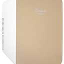 Cooluli 15L Mini Fridge for Bedroom - Car, Office Desk & College Dorm Room - 12v Portable Cooler & Warmer for Food, Drinks, Skincare, Beauty & Makeup - AC/DC Small Refrigerator with Glass Front, Gold,15 Liter