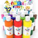 ABEIER Washable Finger Paint Bulk Pack for Toddlers, Safe Non-Toxic, 12 Vibrant Colors (8.45 Fl oz), Baby Safe Paint for Hand and Feet, Mess Free Art Supplies for Kids, Ages 1-3 4 5 6+