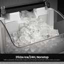 Kismile Nugget Ice Maker Countertop, 35 lbs/Day, Stainless Steel | Portable Sonic Ice Maker & Pebble Ice Machine, First Ice in 7 Mins, 43 dB Quiet, One-Touch Self-Cleaning for Home & Office