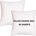 RELY+ Cotton Throw Pillow Covers White 16"x16" Set of 2 Decoration Gifts Zippered Throw Pillow Covers for Couch Sofa Farmhouse Living Room - Outdoor & Indoor Square Pillow Cases