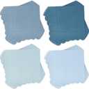 Whaline 200 Pcs Dusty Blue Scalloped Cocktail Napkins Gradient Color Paper Napkin 4 Colors Thick Disposable Dessert Beverage Napkin for Wedding Birthday Baby Shower Party Supplies (5 x 5 inch)