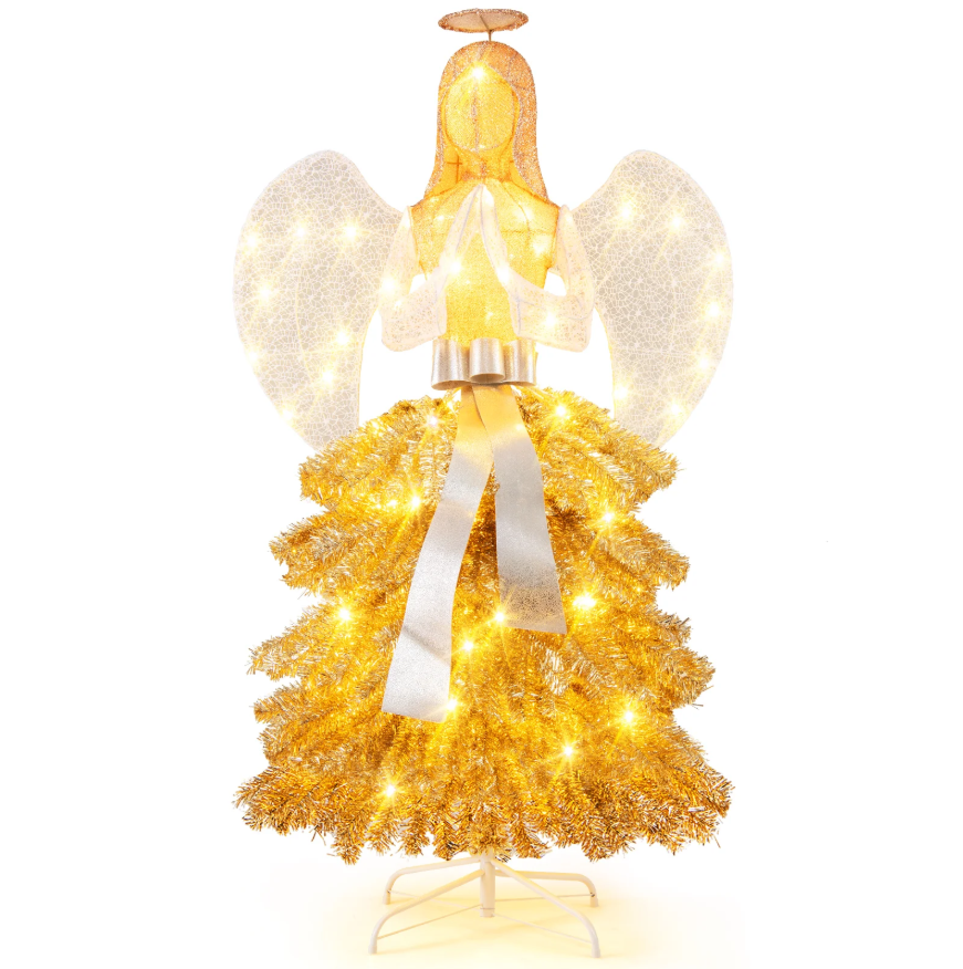 5.2 Feet Lighted Angel Artificial Christmas Tree with Warm White LED Lights