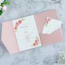 20 PCS Blush Pink Tri-fold Laser Cut Wedding Invitation Pockets for 5x7 Wedding Cards Bridal Shower Engagement Quinceanera Invitation