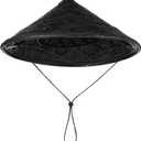 FAVOMOTO Cosplay Ninja Hat Bamboo Samurai Cap Handmade Japanese Style Conical Hat Decorative Stage Performance Prop Black