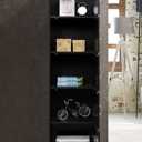 Hodedah 5-Shelf, 5-Door Bookcase in Black