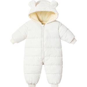 Ilyboz Infant Toddler Snowsuit Cute Baby Bear Suit Newborn Winter Coat Warm Hooded Jumpsuit for Boys Girls, 90