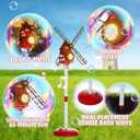 Windmill Bubble Machine for Kids, 51" Adjustable Height Bubble Maker with Light & Music, 130ml Tank, 10-Hole Battery Operated Bubble Blower for Toddlers, Backyard Outdoor Party Toys