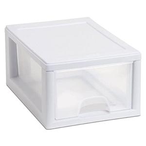 Sterilite Pack of 1, White, 6 Quart Stacking Drawer, Clear Storage Closet Organizer, White Frame - Stackable Modular Plastic Drawers for Clothes, Accessories, Craft Supplies, Shoes or Linens