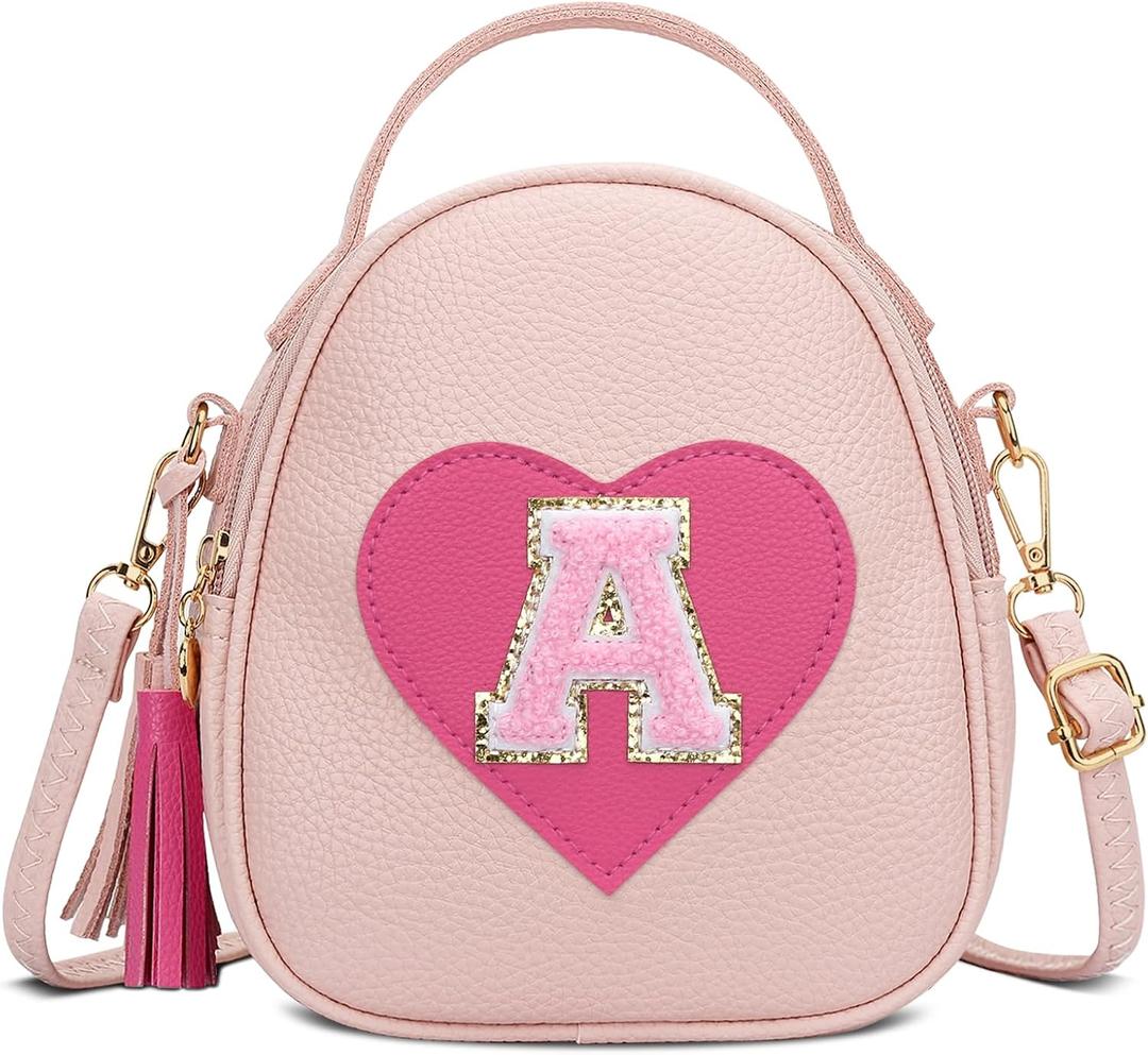 KKXIU Purse Gifts for Girls Cute Little Girl Crossbody Bag Heart Kids Small Backpack with Tassel (A) (Pink)